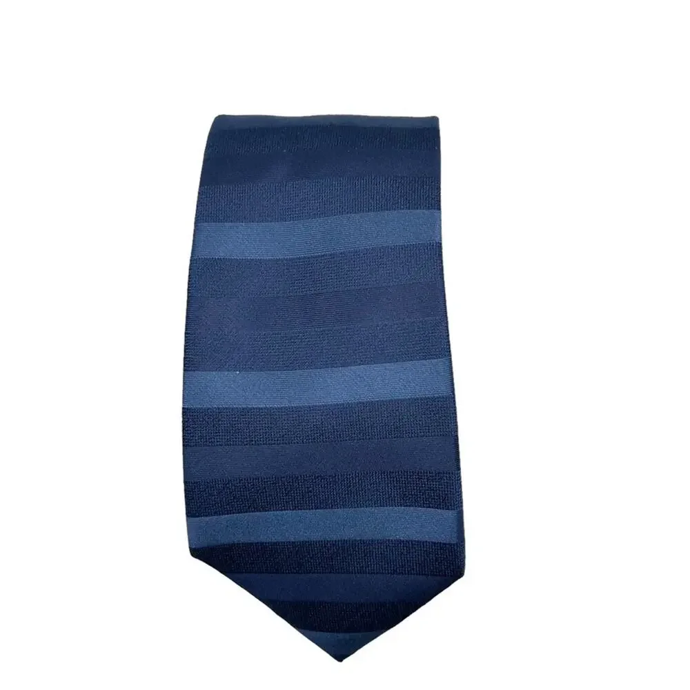 DKNY Men's 100% Silk Neck Tie Blue Striped Career Professional Classic 3” Preppy